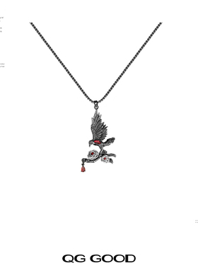 原创设计小众乌鸦玫瑰项链女暗黑哥特风颈链时尚高级感轻奢锁骨链
