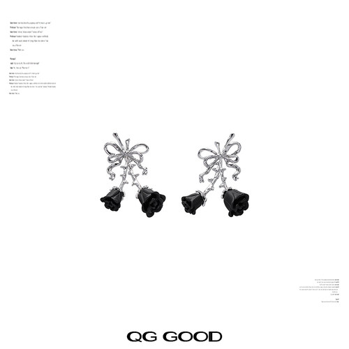 原创蝴蝶结暗夜玫瑰花耳环简约时尚高级感甜酷风气质个性耳钉耳饰