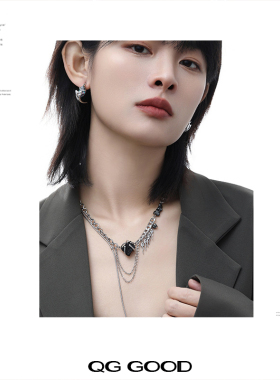 QG原创设计暗黑风流苏项链女款小众设计感高级轻奢气质锁骨链礼物