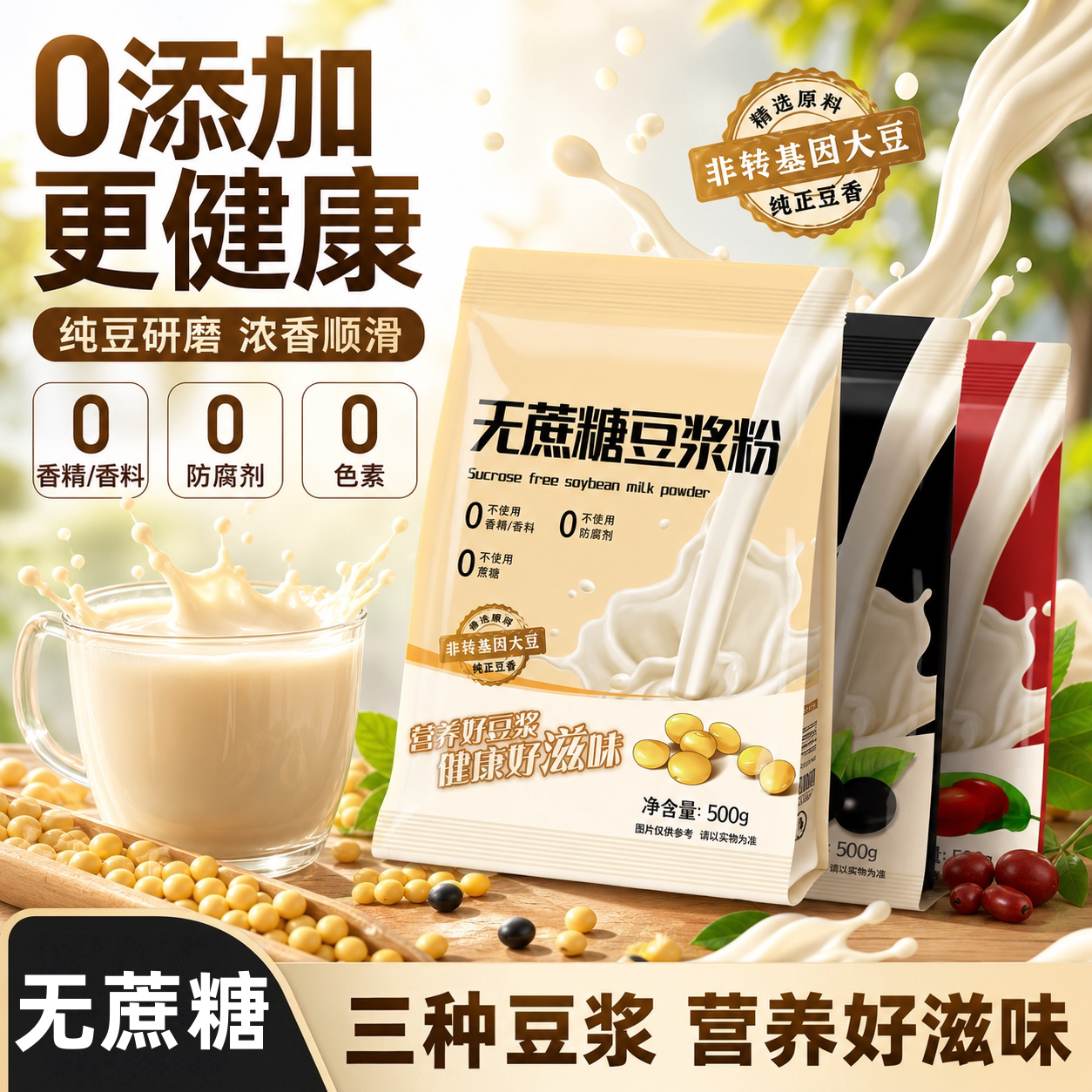 无蔗糖豆浆粉!糖人控糖放心选择
