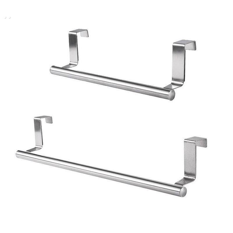厂家现货不锈钢单杆毛巾架厨房免打孔毛巾挂杆橱柜门背式抹布挂架