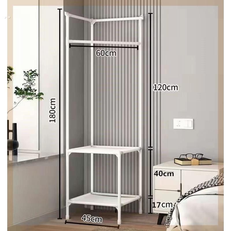 转角衣帽架落地卧室家用床头放衣服挂架简易置物架墙角挂衣收纳