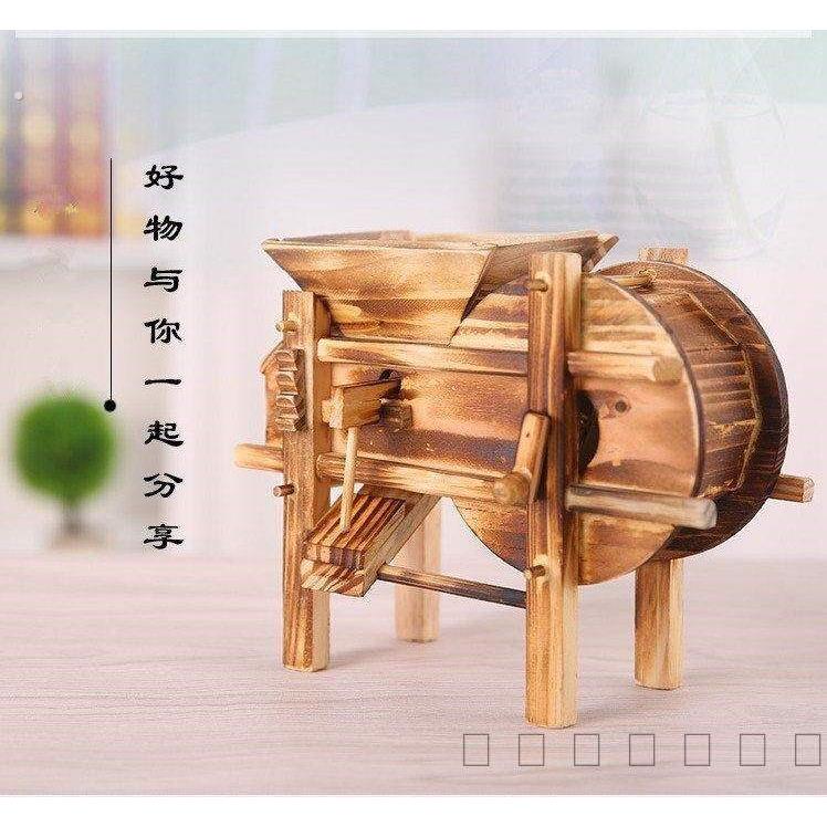 木制农具模型打谷机烫画谷风车摇谷扇仿古手工艺软装饰品书房摆件
