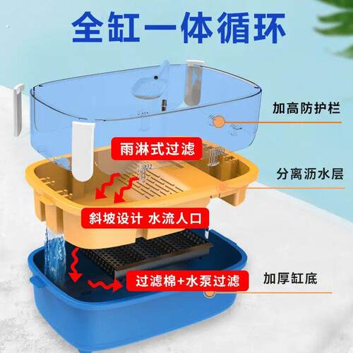 可排水乌龟缸折叠乌龟缸饲养缸出口带爬台晒台家用巴西龟别墅养龟