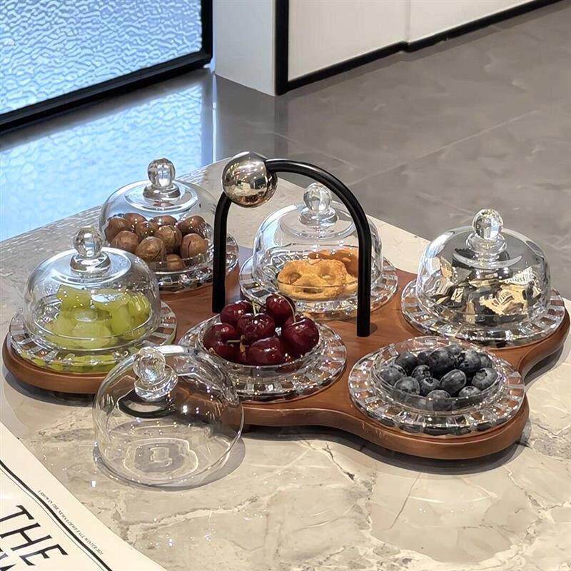 欧式干果碟高级感轻奢中古风下午茶果盘精致氛围感带盖子玻璃点心