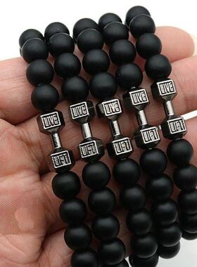 哑铃手錬手串健身火山石串珠男款轻奢小众精致2025年高颜值学生党