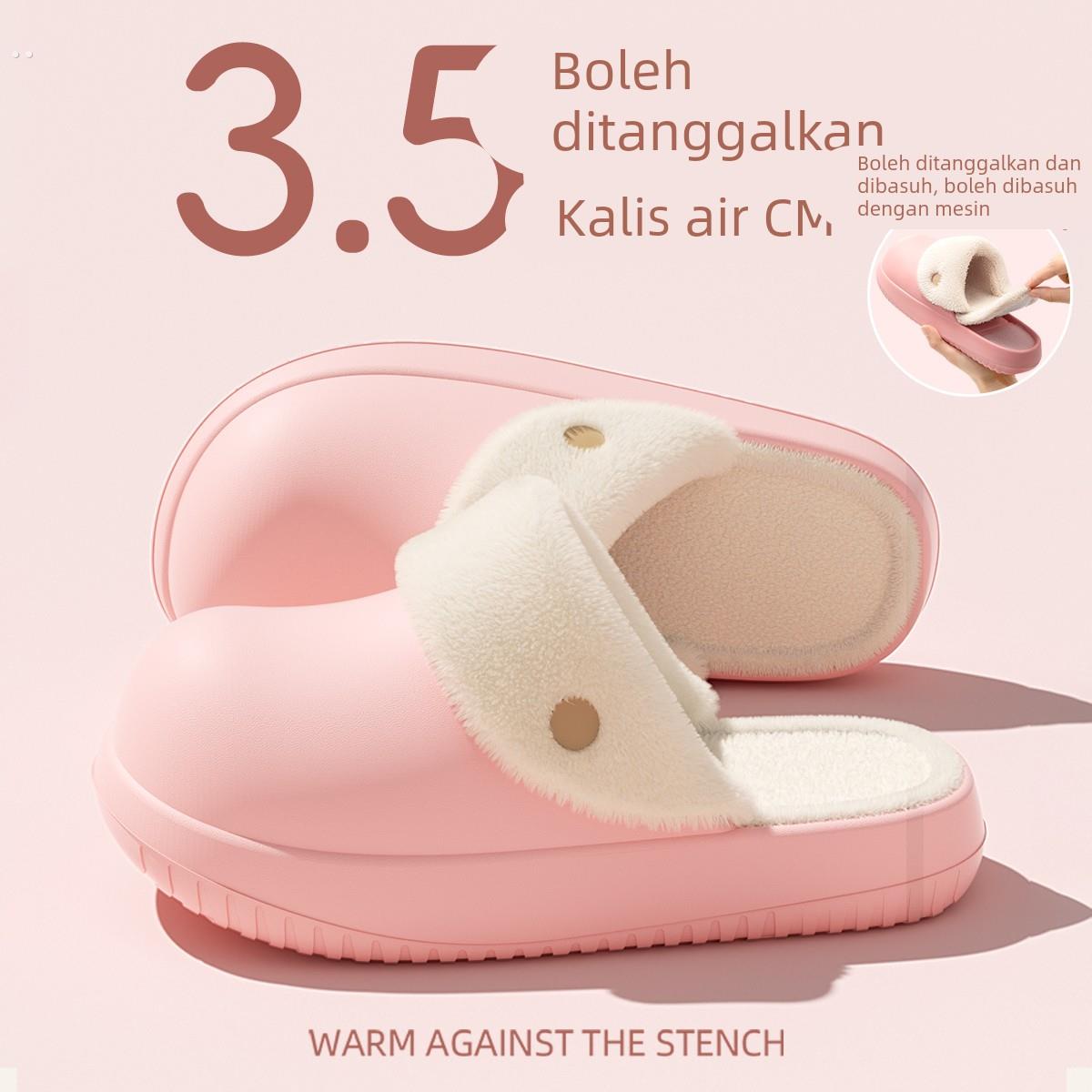 可拆卸防水棉拖鞋女款秋冬季2025新款室内家居内胆可拆洗毛拖鞋冬