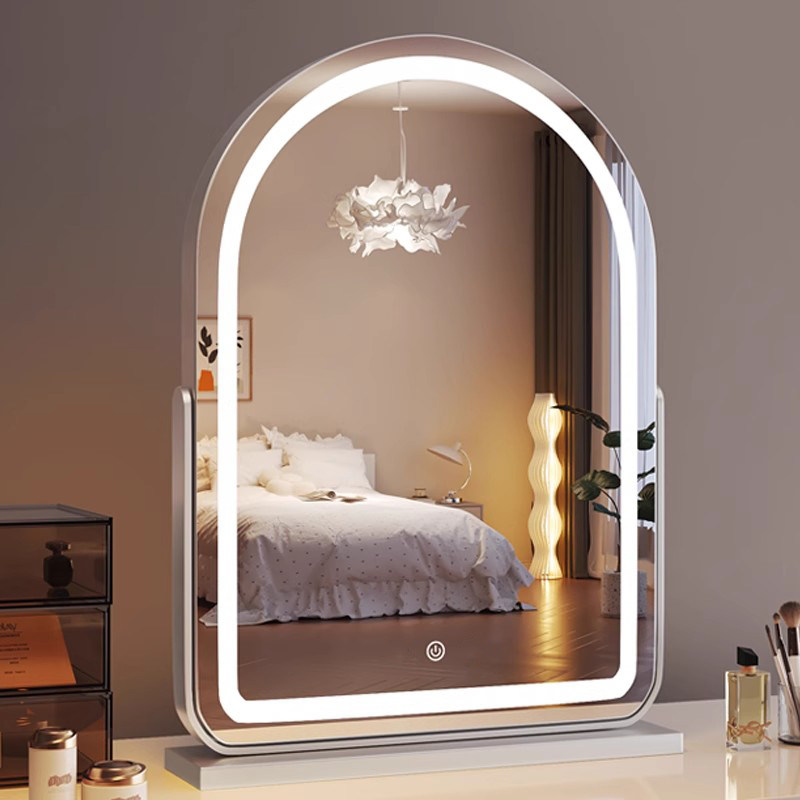 化妆镜带灯台式桌面镜led高清大号卧室可旋转梳妆镜网红美妆镜子