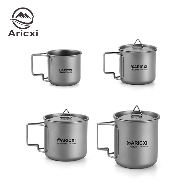 Aricxi埃瑞斯户外餐具钛杯便携式露营纯钛马克杯旅行折叠水杯