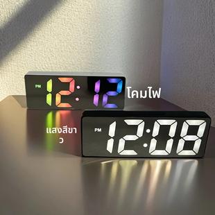 简约大数字电子时钟客厅电视柜台钟夜光静音LED闹钟表万年历温度