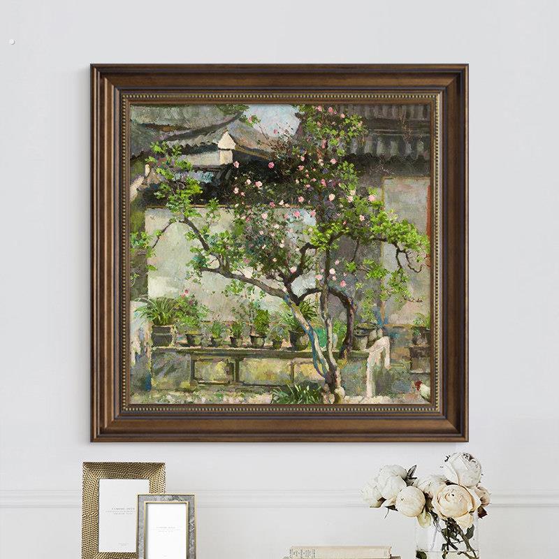 徐悲鸿庭院现代简约挂画美式饭厅墙面装饰画玄关背景墙油画壁画
