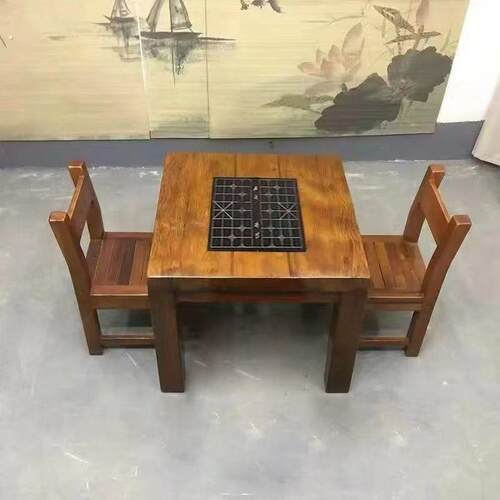 老船木棋盘桌餐桌实木商用家用客厅办公室阳台多功能两用