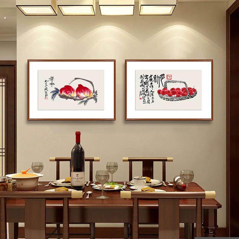 餐厅挂画新中式客厅画现代装饰画书房壁画齐白石真迹国画益寿延年