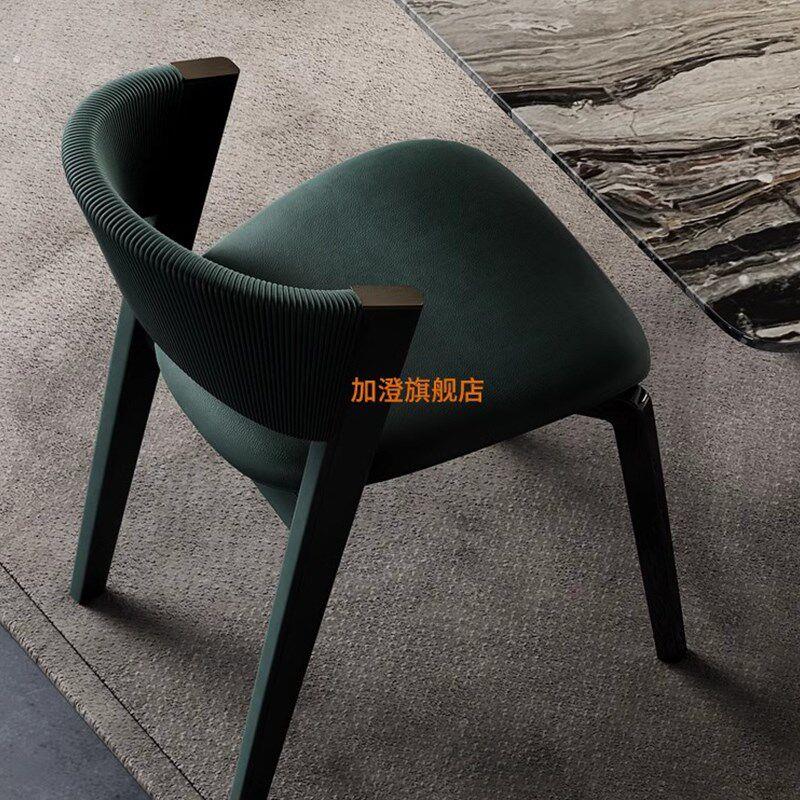 加澄意式餐椅实木家用书房椅子轻奢扶手椅靠背椅休闲设计师家俱