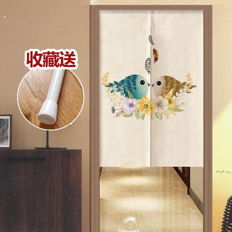 门帘布艺半帘日式客厅隔断帘厨房卫生间布帘中式卧室厕所定制挂帘