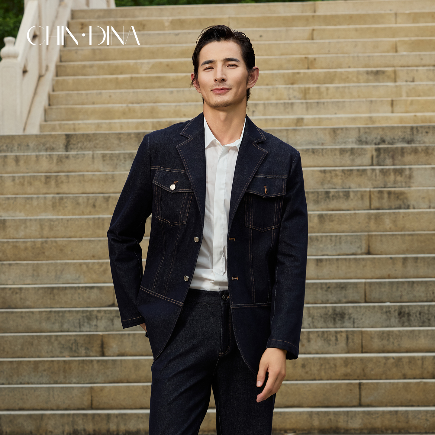 男士休闲版西装外套2025秋季新款痞帅风设计感高级感牛仔西服