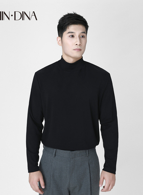 黑色打底衫男款2025新款冬季保暖高级感内搭高领天丝羊毛长袖T恤