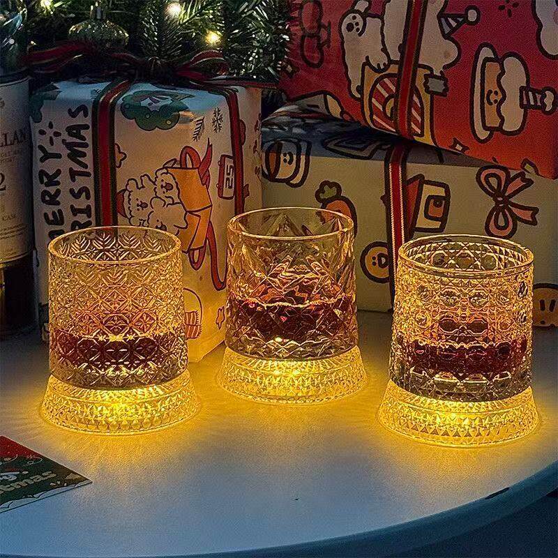 【送发光杯垫】旋转威士忌酒杯麦卡伦同款解压洋酒杯不倒翁转转杯