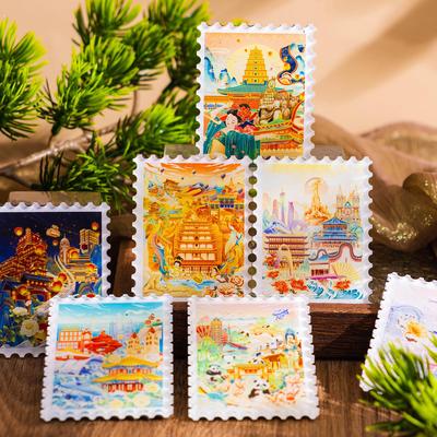 城市特色亚克力邮票艺术冰箱贴杭州厦门武汉重庆甘肃西安旅游纪念