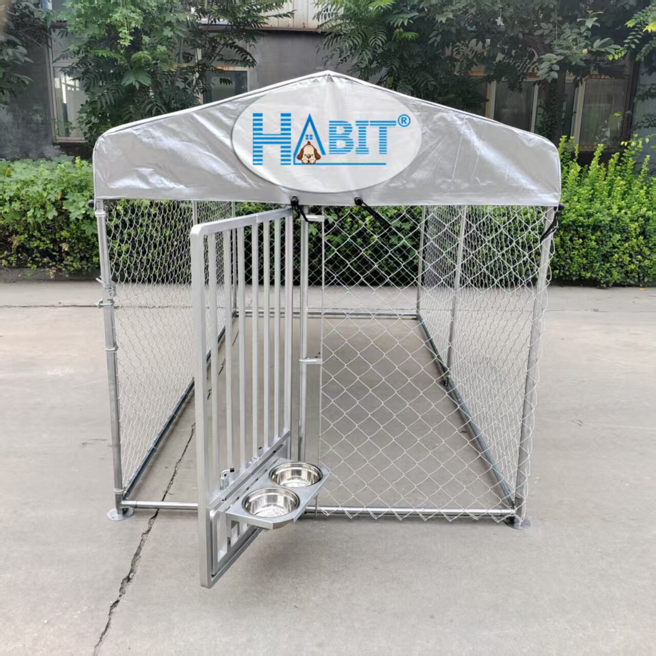 带篷布镀锌狗笼旋转食门宠物围栏