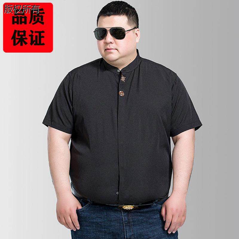 立领暗扣弹力短袖衬衫男