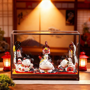 陶瓷招财猫店铺开业礼品乔迁玄关装饰收银台可爱猫咪摆件