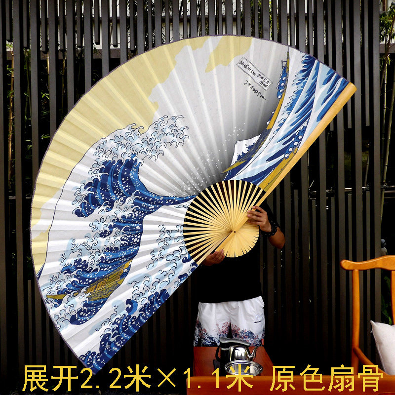 日式和风折扇墙壁日式挂扇日店扇浮世绘海浪