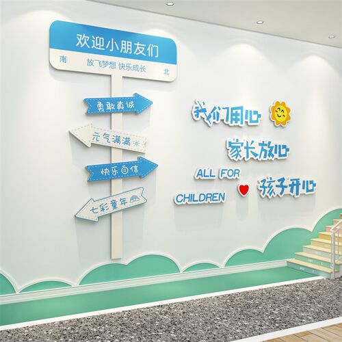 端幼儿园环创主题墙成品布置背景形象午托管班理念文化墙贴