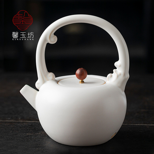 围炉煮茶壶提梁壶电陶炉煮茶器白陶壶煮奶茶家用户外可明火烧水壶