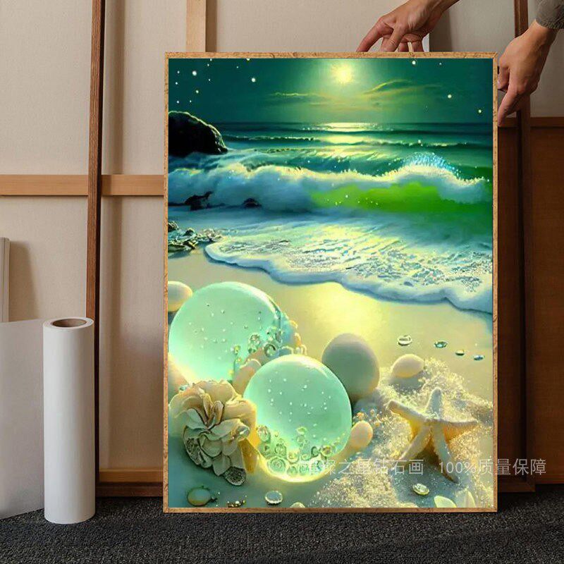 钻石画满钻圆形珍珠点贴钻十字绣手工粘钻风景