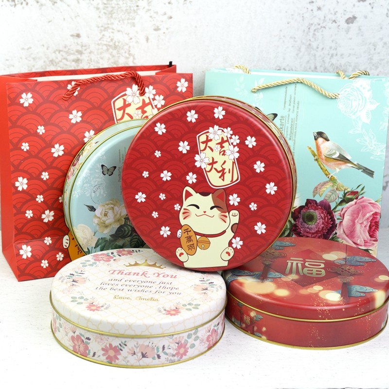 0个装矮新年单层曲奇饼干铁盒 矮款马口铁盒 牛轧糖盒 *.