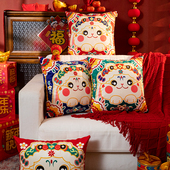 新年兔抱枕国潮风天鹅绒方形枕套含高弹枕芯沙发抱枕靠垫床头靠枕