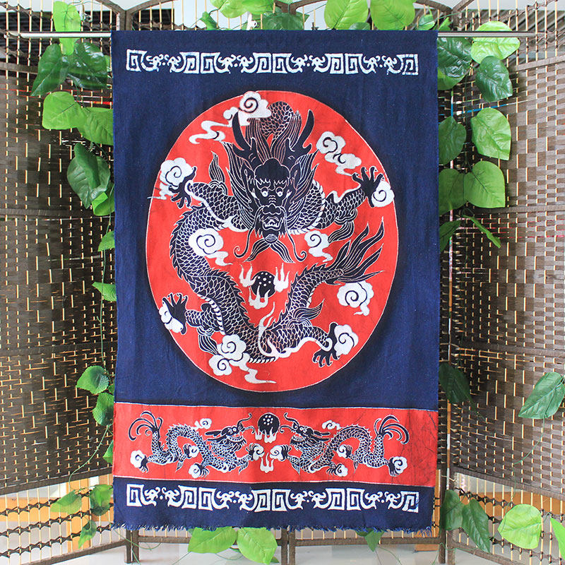 蜡染画红龙门帘家居装饰壁挂布帘半帘玄关帘民族挂画挂帘帘