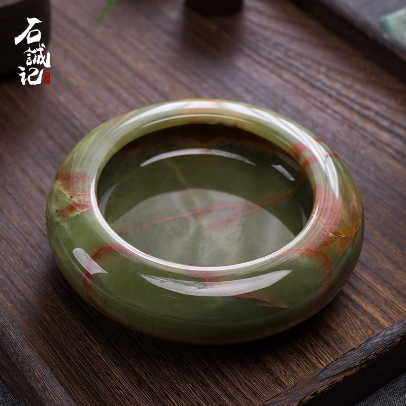 石诚记石头烟灰缸复古怀旧家用奢华高天然玉石中式简约