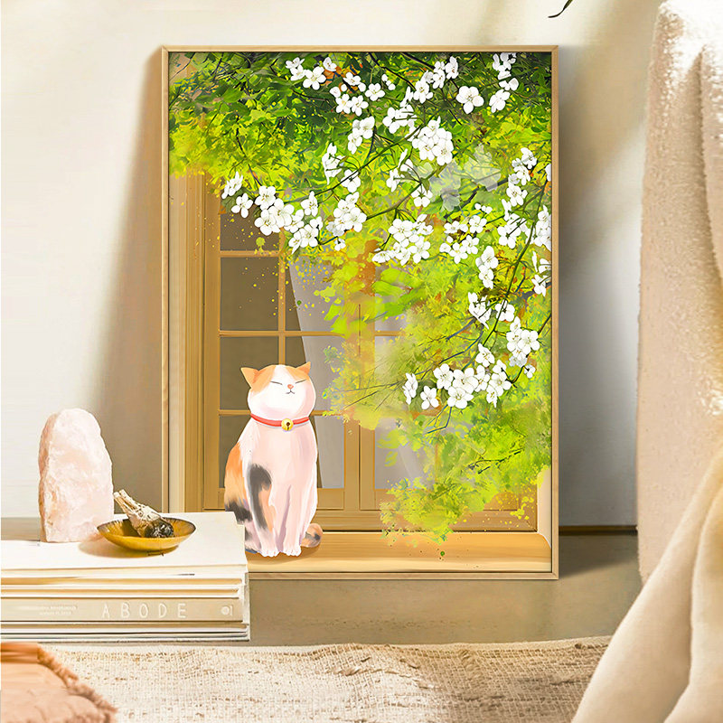 餐厅钻石画0客厅玄关贴砖十字绣猫肥家润手工钻石贴画满钻,居家布艺,钻石绣,淘宝优惠券,粉丝福利购,淘宝优惠卷