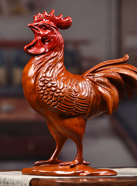 花梨木雕鸡摆件木头鸡实木鸡生肖红木公鸡家居客厅装饰摆设工艺品
