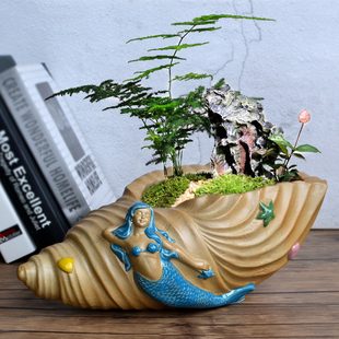 素烧透气多肉花盆陶瓷大号文竹铜钱草植物水培盆粗陶W创意绿萝花