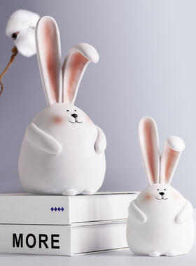 陶瓷兔子日系艺术感创意治愈系小物件客厅卧室家居装饰品