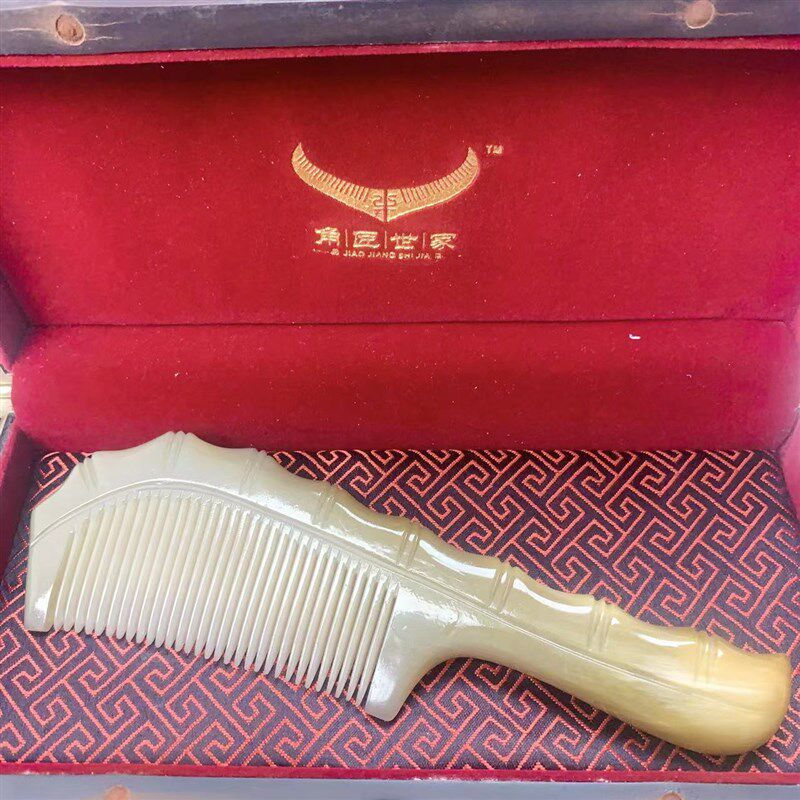 【精品加厚竹节梳】天然手工静电竹节梳,白牦牛角,送礼佳品
