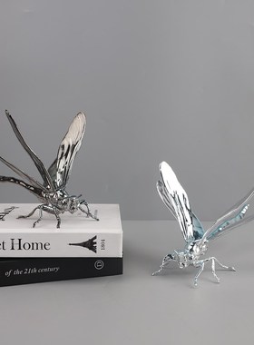 简约创意金属蜻蜓电镀工艺品家居玄关酒柜样板间厅装饰