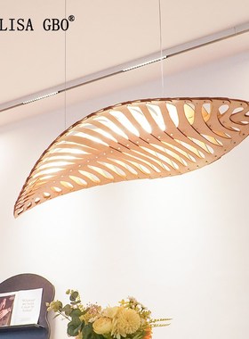 爱丽莎Navicula设计师餐厅吊灯原木长条复古餐桌吧台岛台酒店吊灯