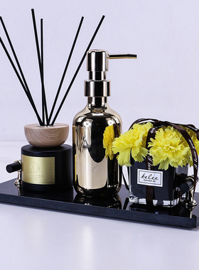 化妆室香薰洗手台装饰大理石托盘套装酒店样板间洗手间软饰品