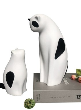 树脂工艺品黑白猫可爱猫咪创意礼品儿童房家居饰品客厅软装简
