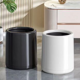 摇盖垃圾桶家e庭用卧室客厅厨房化妆室厕所办公室简约内外双筒nis