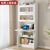 折叠书桌书柜一体桌子生家用习桌小户型儿童床头书架