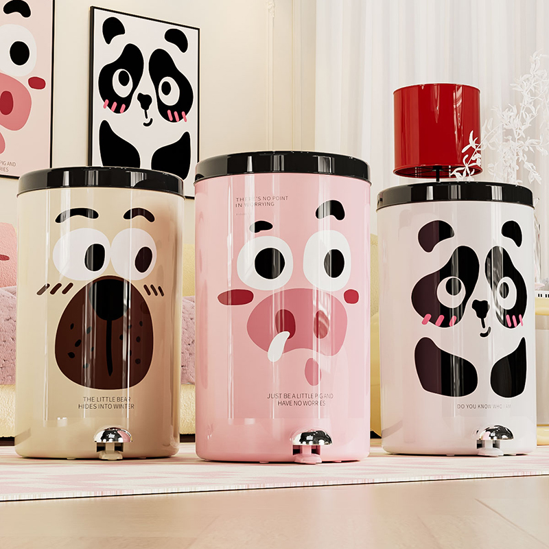 脚踩垃圾桶家用2024新款客厅厨房大容量可爱动物表情脚踏式垃圾筒