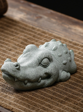 鳄鱼河马水牛摆件假山微景观水族多肉盆景鱼缸造景动物茶宠装饰品