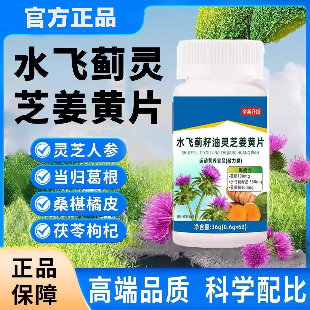 水飞蓟灵芝姜黄素片草本配方