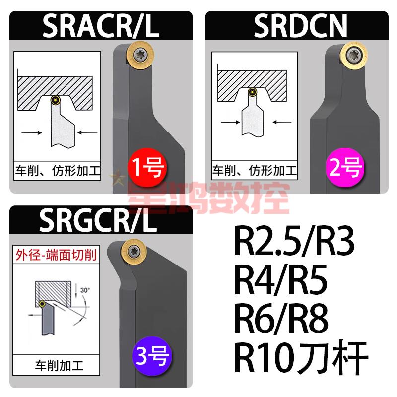 圆弧R2.5/R3/R4/R5/R6/R8/R10车刀杆/刀架/刀柄仿形车削加长/球形