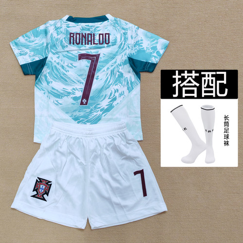 2026国家队葡萄牙球衣客场白色儿童足球服套装男女童学生比赛队服